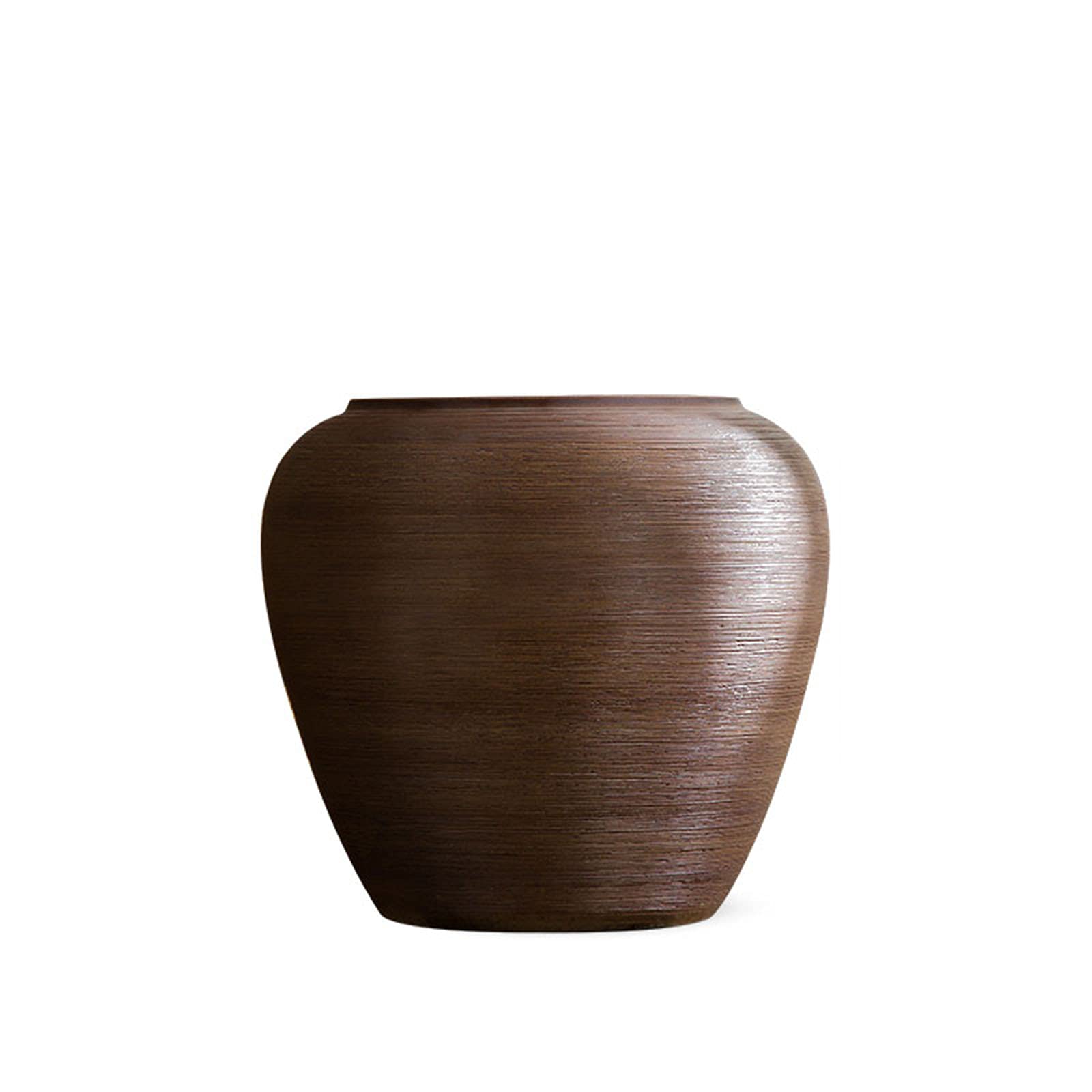 asdchZen Floor-Standing Large Vase, Brown Stripe Vintage Vase Hotel Lobby Ceramic Vase,40 * 45CM