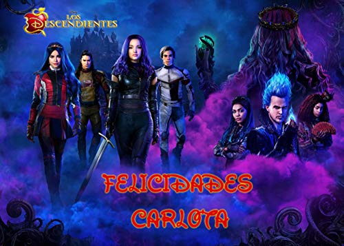 OBLEA de LOS DESCENDIENTES Personalizada con Nombre y Edad para Pastel o Tarta, Especial para cumpleaños, Medida Rectangular de 28x20cm Cover