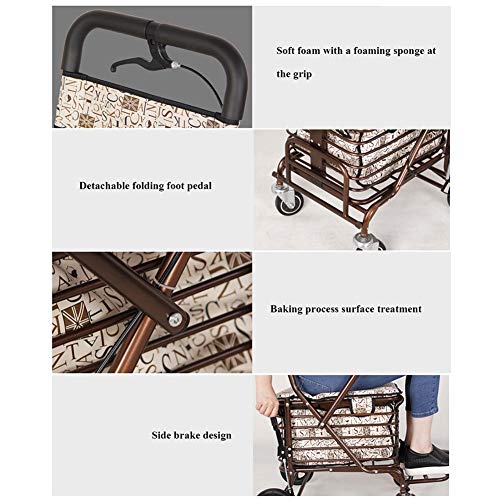Einkaufstrolley Klappbar Alter Mann Einkaufswagen, Leicht Faltbar, Wagen Mit Bremsen, Reiseassistenten, Sitz Und Pedal – Bild 7