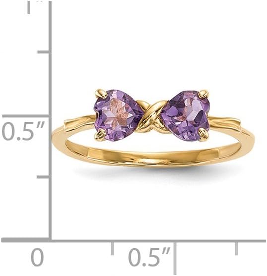 Diamond2Deal 14k Yellow Gold Amethyst Bow Heart Ring Size 7 (0.8 ct)
