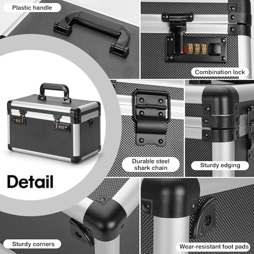 Image of Lock Box for Medication - 13.4 x 7.6 x 8.2 Inch Medicine Organizer Case with Combination Lock, First Aid Kit Empty, Lockbox with Code, Portable Storage Box for Home School, Tactical Black