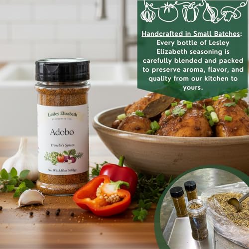 Image of Lesley Elizabeth Adobo Traveler's Spices - Authentic Filipino & Latin-Inspired Seasoning Blend for Chicken, Pork, Beef & Vegetables | All-Purpose Gourmet Grill & Cooking Rub