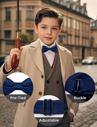 Toddler Bow Tie Solid Color Pre-tied Adjustable Bow Ties for Boys Kids Baby4
