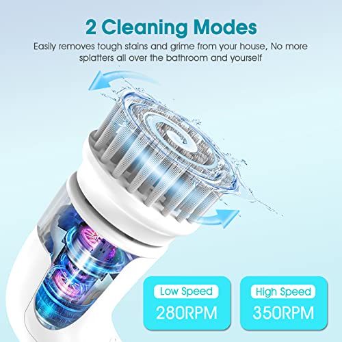 Macmore Electric Spin Scrubber, Cordless Shower Scrubber With 4 Replaceable Cleaning Heads & 9 Scouring Pads, Dual Speeds, Electric Cleaning Brush For Bathroom, Tub, Tile, Floor, Grout, Car #TOP3