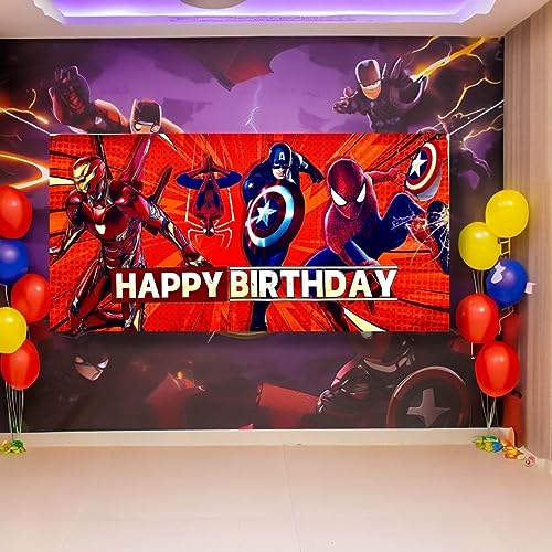 Image of Wanna Party Large Superhero Happy Birthday Banner, Superhero Birthday Decoration Items for Kids