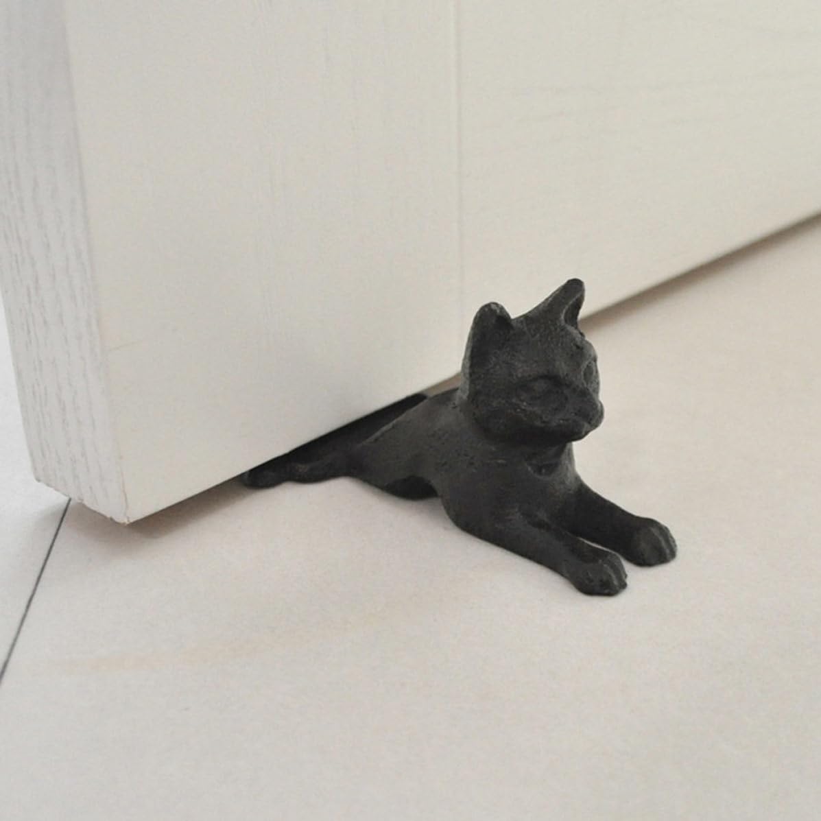 2 Stück Türstopper in Katzenform aus Gusseisen, Schwarz
