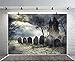 LFEEY 10x8ft Creepy Cemetery Backdrop Gothic Style Moonlight Scary Haunted House Background for Photos Ghost Tomb Gravestone Halloween Party Backdrops for Photography Photo Studio Props