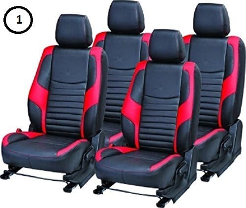 Khushal Leatherite Car Seat Covers Designer Front and Back Seat Cover Set for Maruti Swift RED/Black New Swift 2019 to 20 Bace Model Front SEAT