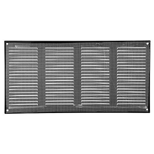 Vent Systems 16" X 8" Inch Black Air Vent Cover Metal Air Return Grill With Built In Pest Guard Screen Hvac Vent Cover For Home Improvement Vent Duct Cover #TOP1
