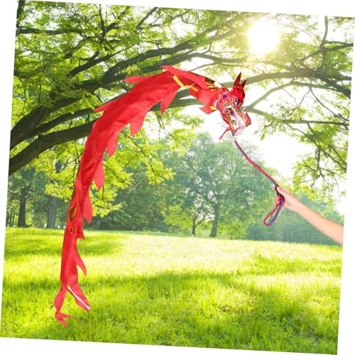 Dragon long en tissu rouge ABOOFAN avec rubans pour spectacles
