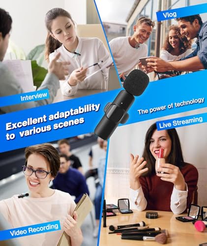 Image of K9 Dual Wireless Lavalier Microphone 2-in-1 for iPhone & Android Type-C | Noise Cancelling Clip-On Mini Mic | Plug & Play Wireless Collar Mic for YouTube, Vlogging, Zoom