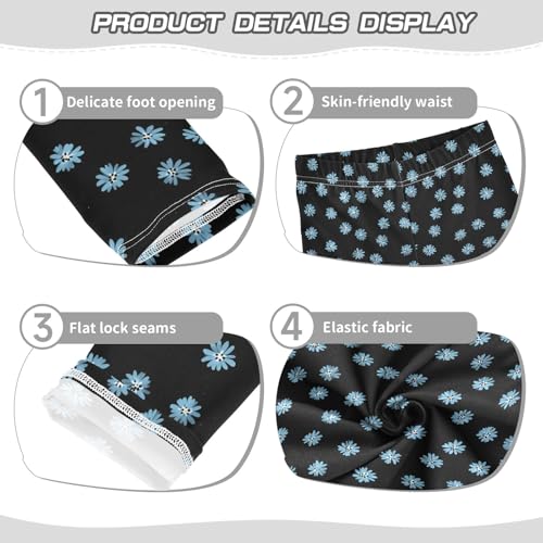 Girls' Athletic Leggings Ankle Length Yoga Dance Pants Kids Teen 4T Light Blue Floral3