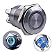 Ulincos Momentary Pushbutton Switch U16B1 1NO Silver Stainless Steel Shell with Blue LED Ring Suitable for 16mm 5/8" Mounting Hole (Blue)