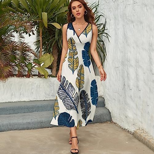 Robe longue d'été sans manches femme robe maxi col V de plage - 3
