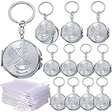 12 PCS Baptism Compact Mirror Keychain Favor -Bautizo Recuerdos/Holy Spirit Makeup Compact/First Communion/Gold Silver/Recuerdos para Comunion (Silver)