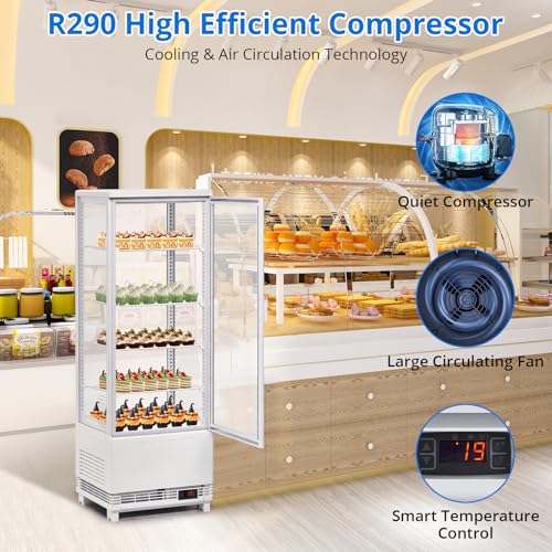 Image of Garvee 4.2 Cu.Ft Refrigerated Display Case, Glass Door Cooler | Glass Door Display / LED Interior Lighting / Beverage Cooling