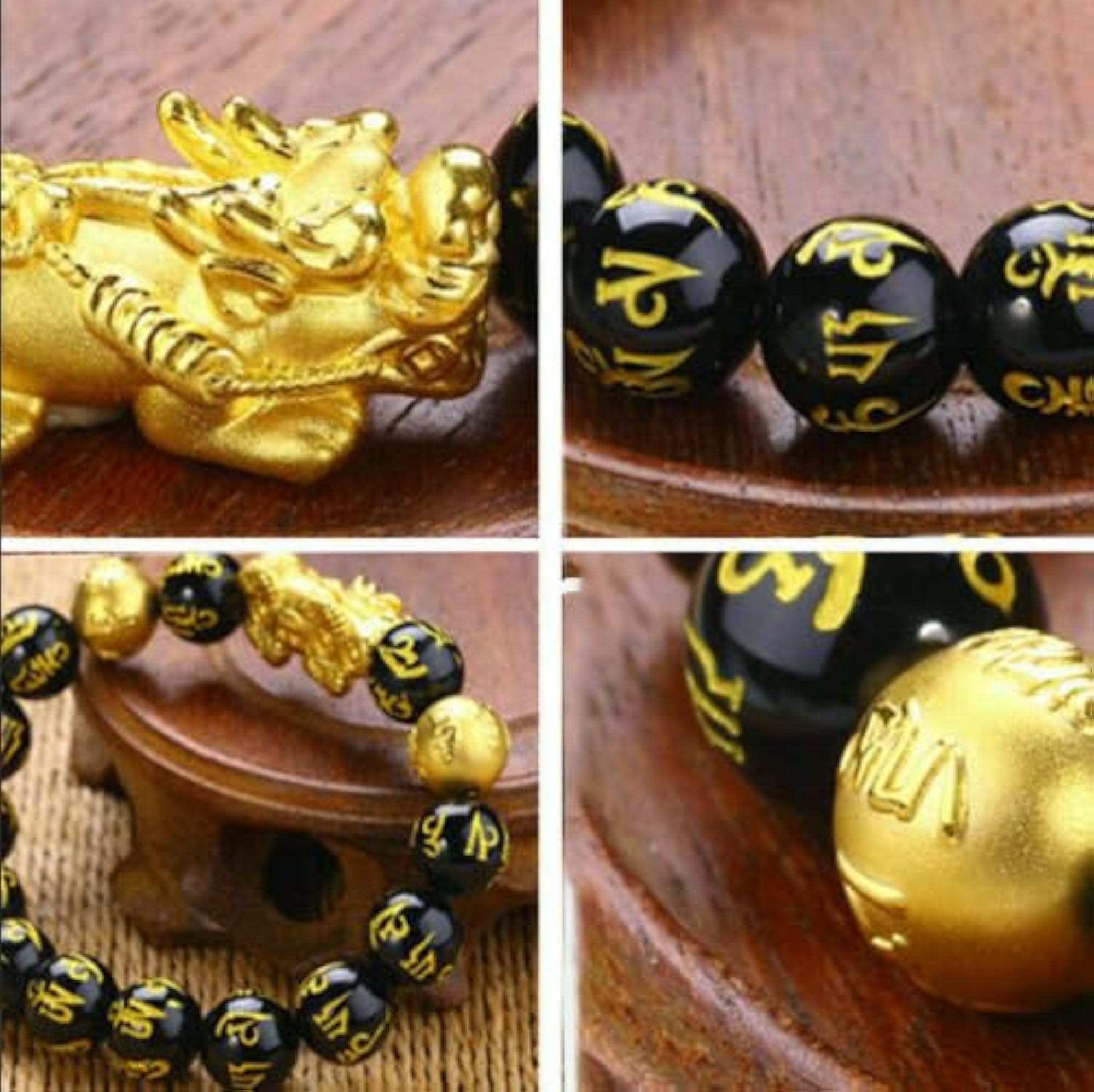 Pure Black Obsidian Feng Shui Healing Bracelet, Luxurious