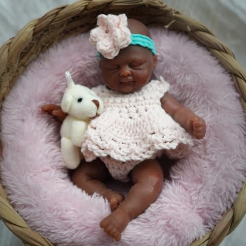 Muñeca bebé reborn de silicona mini 4.5 pulg miniatura 3