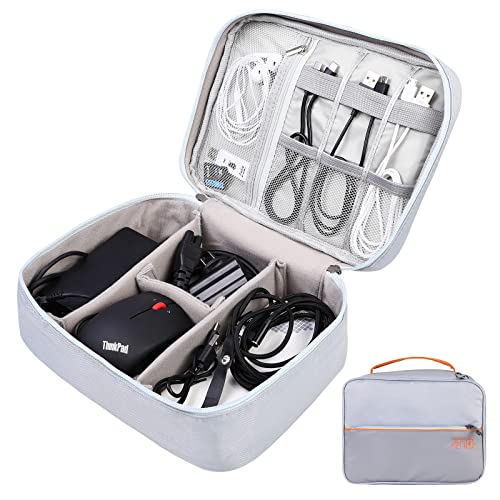 Romon Grey-2 Layers Cable Bag Organiser, 24.5 x 10 x 18 cm, 1 Layer Pocket, Waterproof, Universal Cable Organiser with Wrist Strap - Image 2
