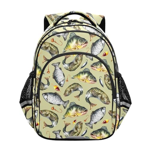 Kids Fish Hook Fishing Backpack for Girls Boys Elementary School Bags Children Bookbags Daypack Lightweight Waterproof Laptop Large Capacity Backpack S