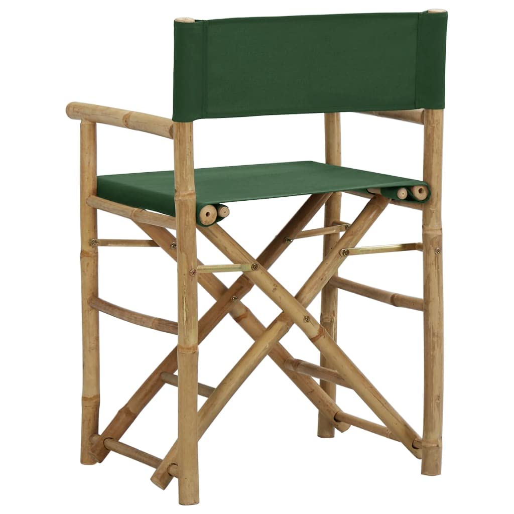 2er Set klappbare Gartenstühle aus Bambus 60x45x88 cm Grün, Faltbare Regiestühle mit Stoffbezug, leichte Campingstühle für Balkon Terrasse und Garten