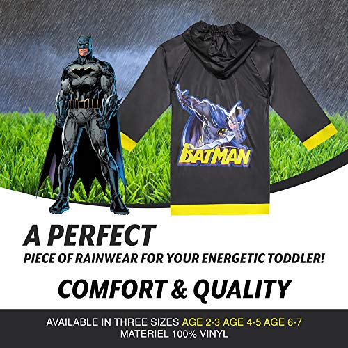 DC Comics Batman — Mochila de manga preta para meninos, tamanho pequeno 2/3 médio 4/5 e grande 6/7,