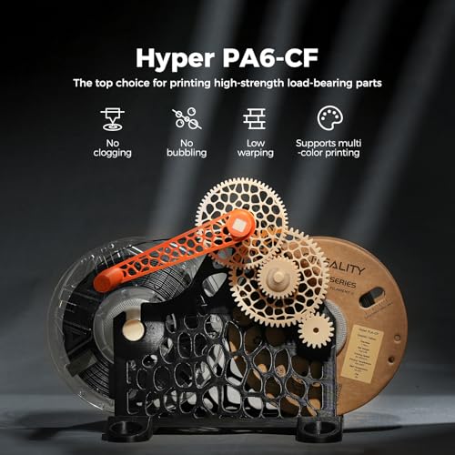 Image of Creality Hyper PA6-CF Filament 1.75mm, Carbon Fiber Reinforced Nylon Filament, High Strength & Heat Resistant Engineering-Grade Material for Industrial 3D Printing, 1KG Spool Black
