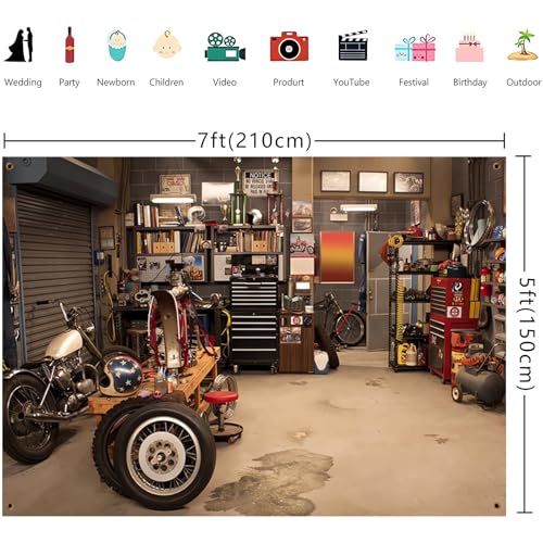 Fondo fotográfico moto vintage 7x5 ft miniatura 2