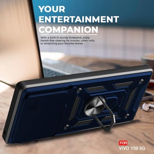 Image of AIBEX Back Cover for Vivo Y39 5G | D10 Tough Armor Case | Sliding Camera Shield | 360 Protection | Kickstand Ring Holder | Military-Grade Shockproof Bumper Case