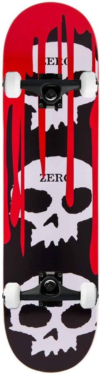 Zero Skateboard Assembly 3 Skulls with Blood 7.75" Complete