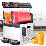 15L x 2 Commercial Slushie and Margarita Maker, Stainless Steel Frozen Drink & Icee Machine with Self-Cleaning, 700W, Home & Restaurant Use, Smoothie/Icemen Slush Machine, Black