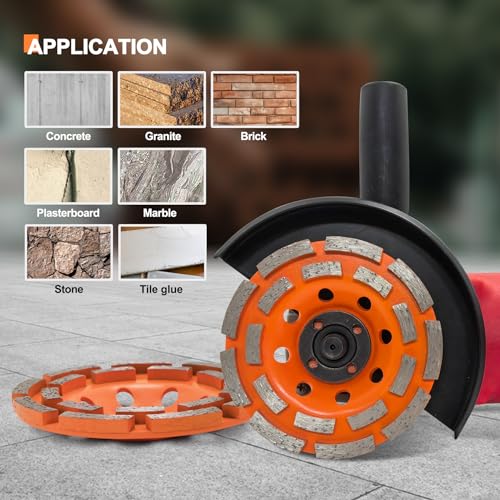 Fewell FWMS020003 4 1/2 Inch Concrete Grinding Wheel, Double Row Diamond Cup Wheel With 7/8 Inch Arbor For Polishing And Grinding Concrete Surface Brick Stone Marble Cement Granite thumb #5