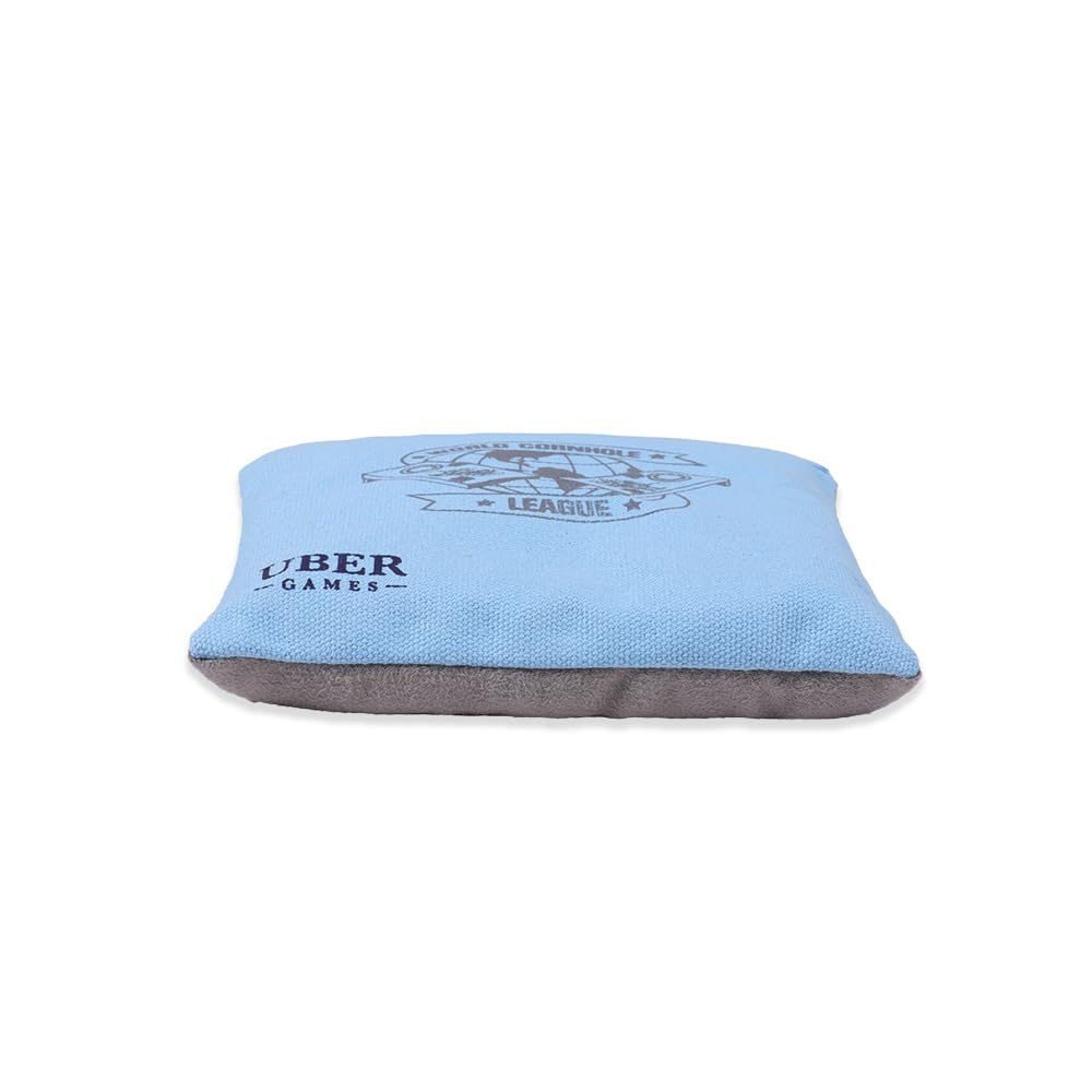 Uber Games - World Cornhole League – 8 sacs professionnels Cornhole – 4 x Sky& 4 x Coral – Dimensions officielles 15 cm x 15 cm et 450 g (16 oz) – Construction en tissu double face double couture