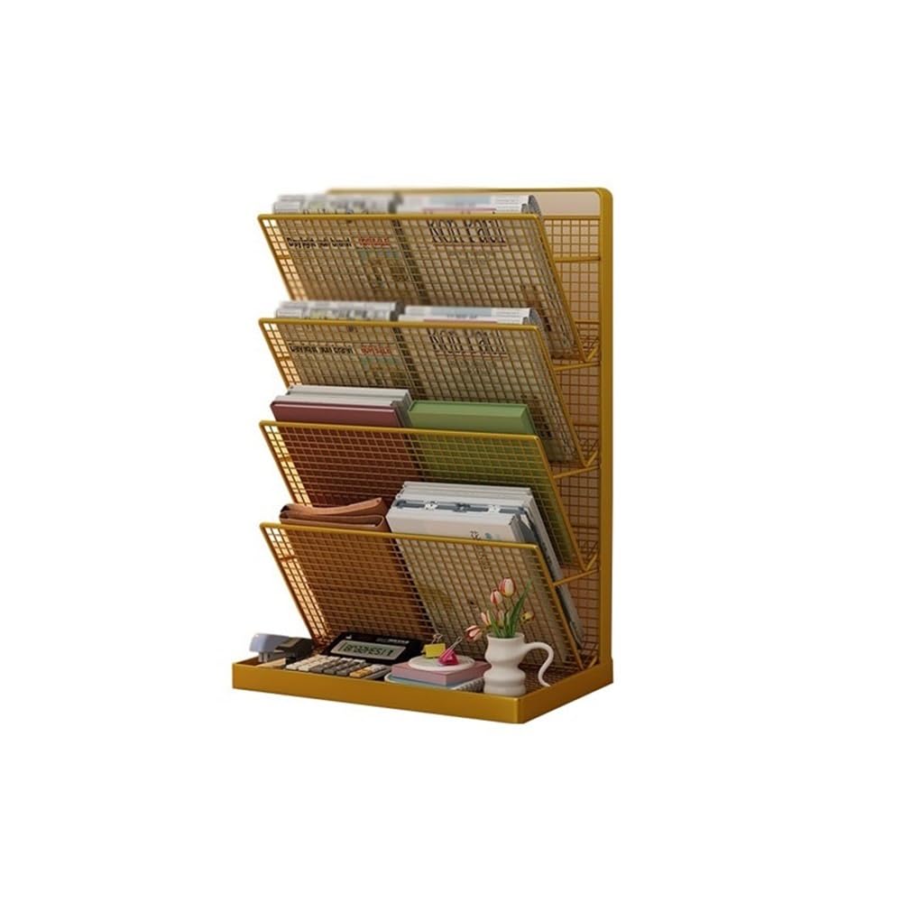 J9V4G6S3B5 Desktop File Rack 5 Tier A4 Mesh in Tray File Holder Mail Organiser Magazine Storage Rack(Gold)