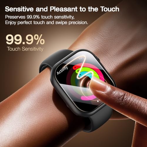 Image of LK Case for Apple Watch Series 11 /Series 10 Screen Protector 42mm | Touch Sensitive Ultra-Thin Bumper Full Protective Cover Hard PC Case Tempered Glass for iWatch 40mm, Black