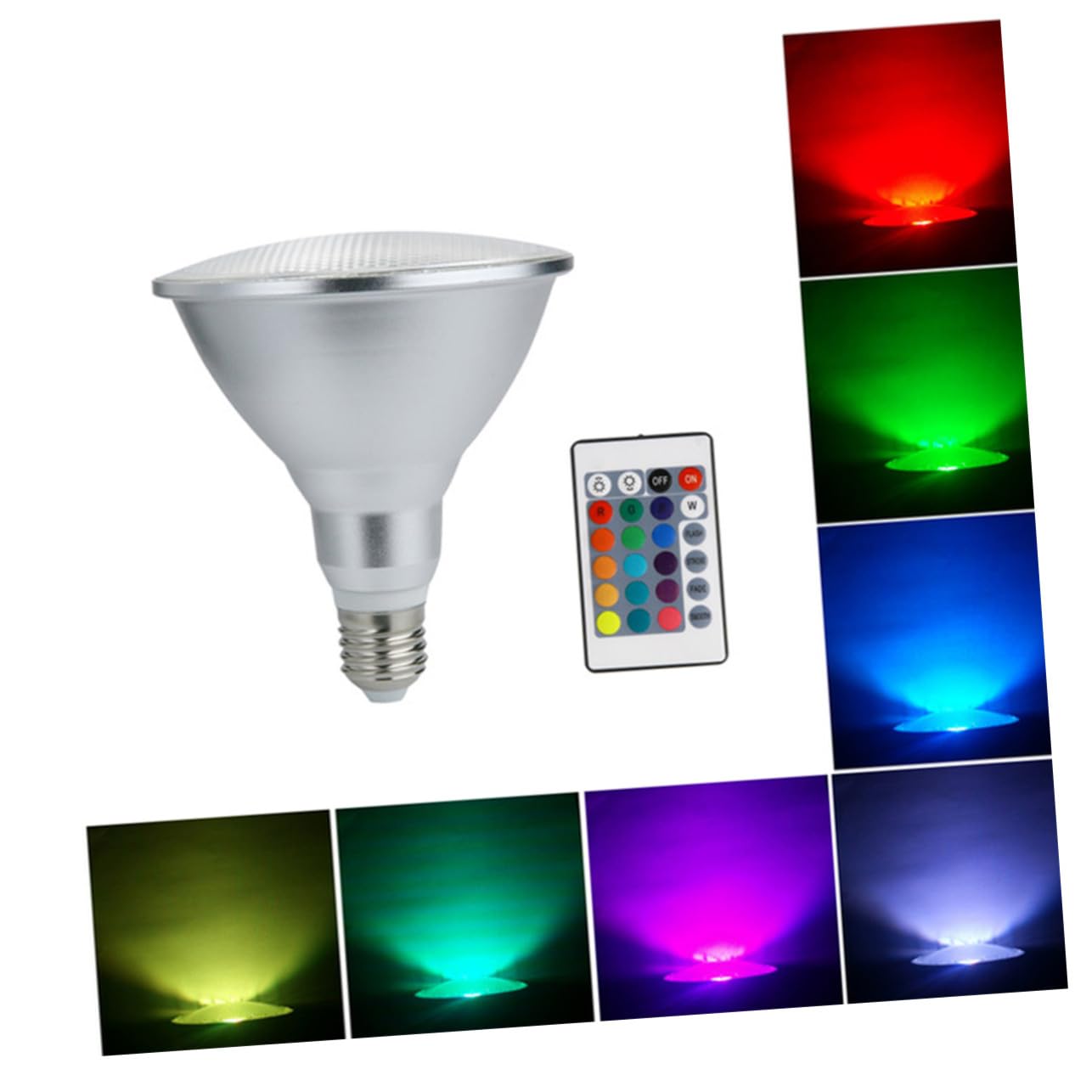 jojofuny Ampoule LED Projecteur Par38 20w Rgbw à Télécommande | Aluminium Argenté, 2200 Lm, Intensité Réglable, 50 000 H, pour Vitrines et Éclairage Ktv