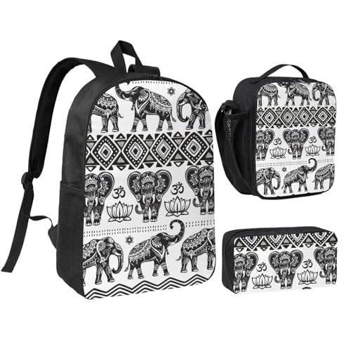 Sac à dos imprimé éléphant bohème pour le collège et sorties