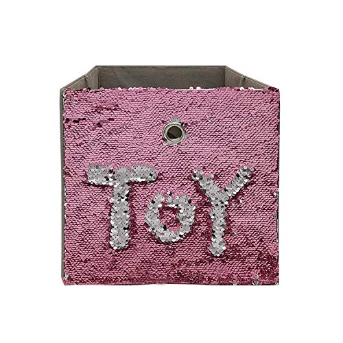 Kids Foldable Storage Bins[4-Pack], Decorative Square Storage Box Set, Collapsible Storage Cubs With Flip Sequins, Organizer Basket For Toys, Gifts,Home, Nersury (11″X10.5″X10.5″,Pink/Silver) (4) #TOP1