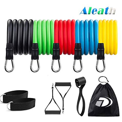 Aleath Resistance Band Set, Medium Resistance Band Including 5 Stackable Exercise Bands