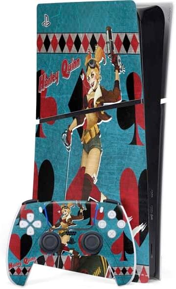 Skinit Decal Gaming Skin Compatible with PS5 Slim Digital Edition Bundle - Officially Licensed DC Comics Harley Quinn Mad Love Design
