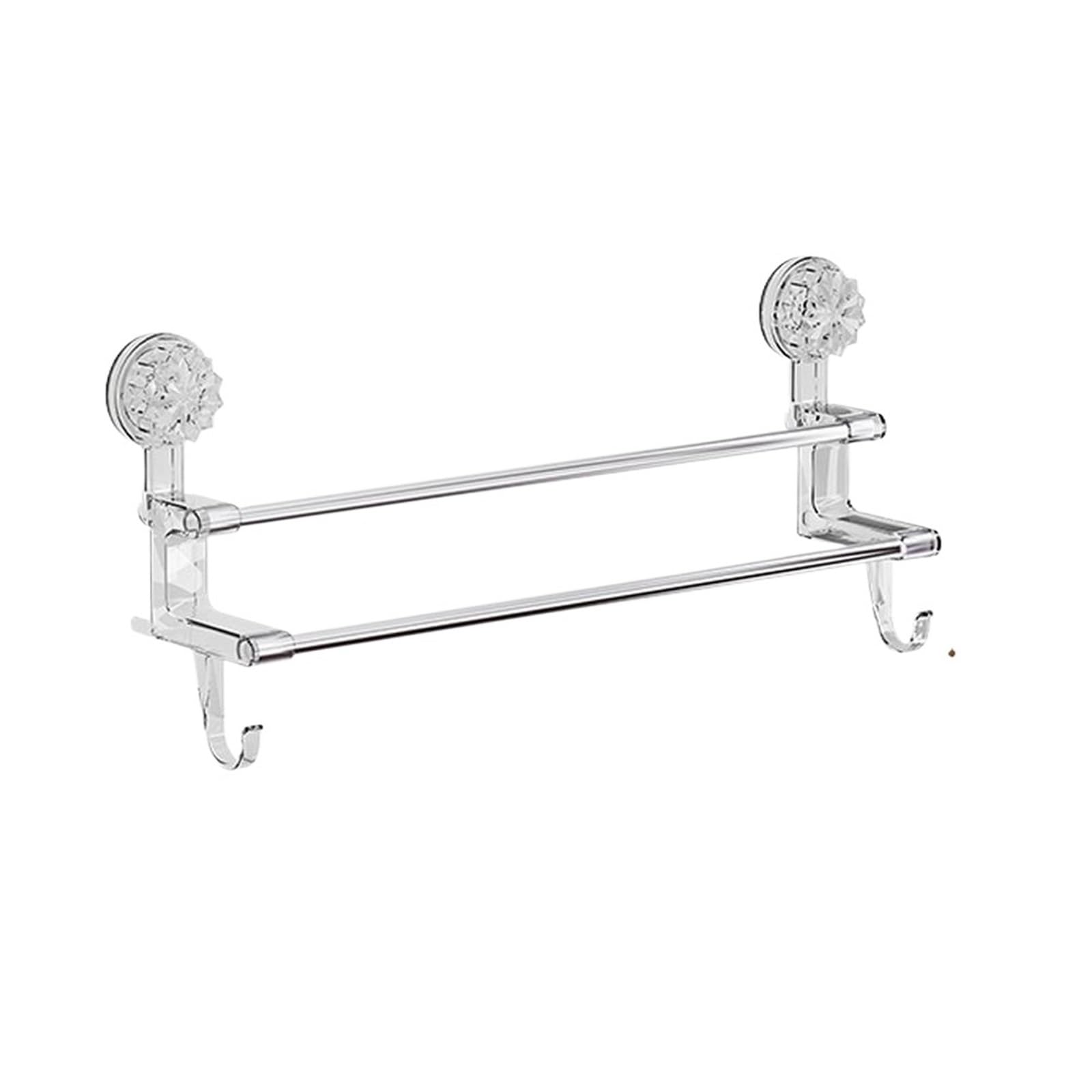 Self Adhesive Towel Rail Suction Cup Towel Rack Stainless Steel Bath Holder Shower Door Adhesive Bar(Long)