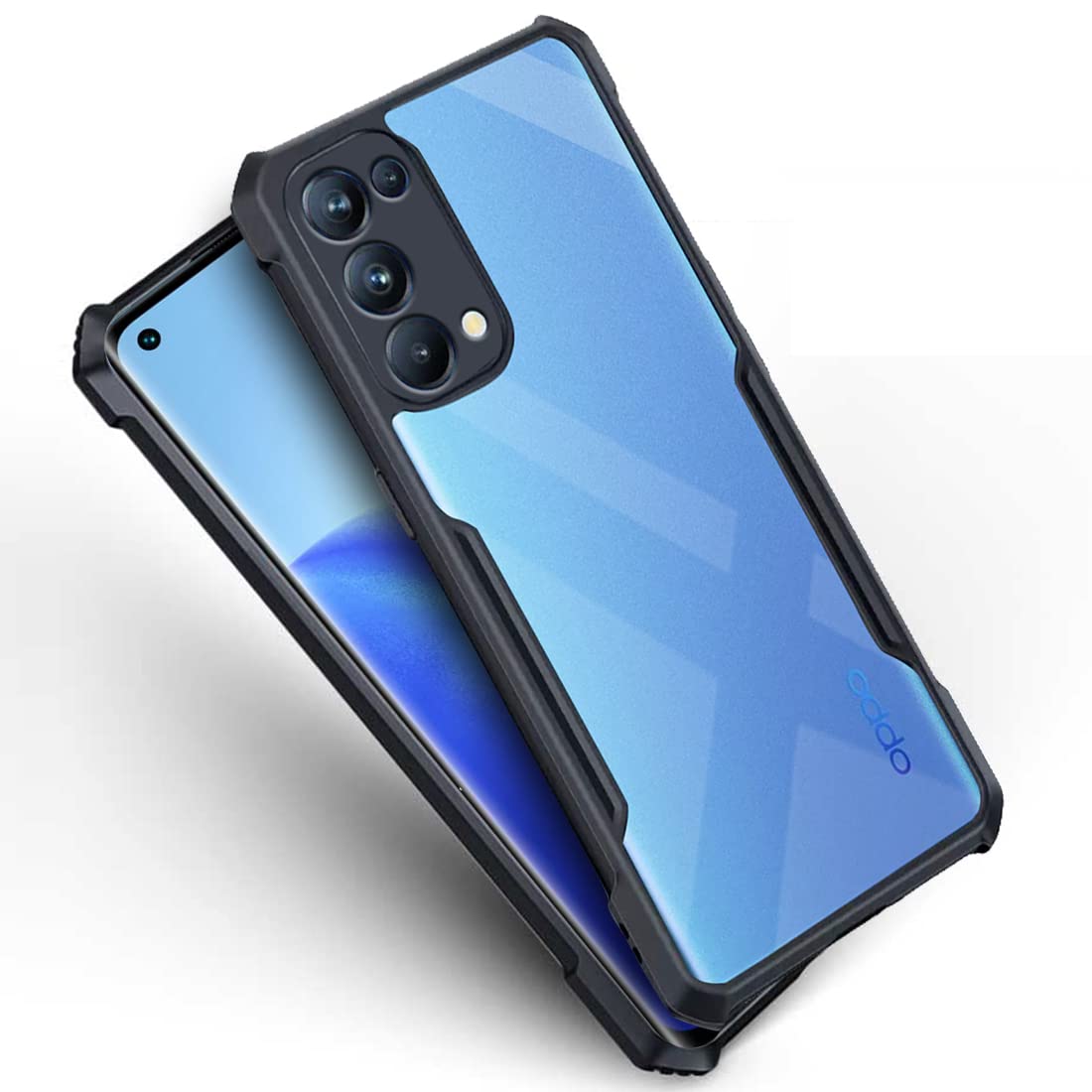 Fashionury Back Cover for Oppo Reno 5 Pro 5G | Four Corner Hybrid Soft PC Anti Clear Gel TPU Bumper Case [Shock Proof] [Anti-Slip] [Scratch Resistant] (Black) (B0B8567M67) Amazon Price History, Amazon Price Tracker