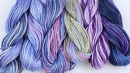 Image of KCS Big skeins of 25 Meters Size 25 Color Variegated Cross Stitch Stranded Threads,6 skeins,20