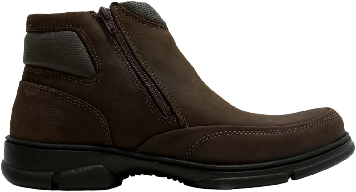 Bota Coturno Social Masculina Anatomic Gel T Moro Urbano Rústico Conforto Gel Com Zíper Lateral Couro 7887 – Café