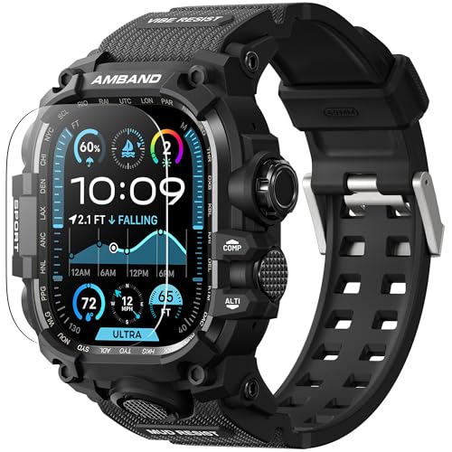 amBand Rugged Case with Band for Apple Watch Ultra 3/2/1 49mm, M3 Military Grade Shockproof Cover,...