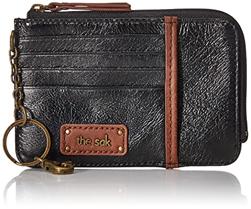 The Sak Women's Iris Card Wallet in Leather, Elevated Everyday Purse with Keychain, Includes Credit Card Holders & Clear ID Window, Black Onyx