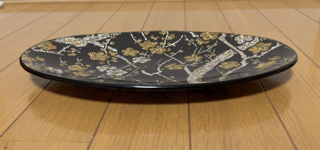 Amazon.co.jp: KANO かの ぎやまん ガラス皿 飾り皿 枝梅金銀刺繍 