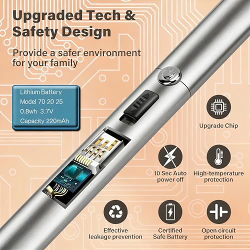 Image of Electric Candle Lighter Windproof USB Rechargeable Flameless Long Neck Lighter for Candles Gas Stove Fireplace BBQ Kitchen Grills (Gold) (Stainless Steel)