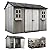 Keter Oakland 11x7.5 Ft All-Weather Storage Shed with Skylight, Windows, Built-in Ventilation, Customizable Walls, & Lockable Double Doors, Grey