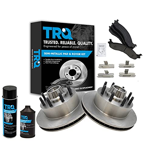 TRQ Front Brake Pad & Rotor Kit Semi-Metallic Compatible with 03-07 Ford E-250 95-02 E-250 Econoline 03-05 E-350 Club Wagon 95-98 E-350 Econoline E-350 Econoline Club Wagon 99-05 E-350 Super Duty